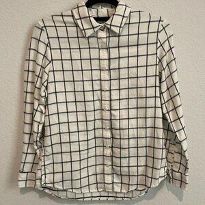 Lands’ End Long Sleeve Shirt Womens Extra Small Black and White